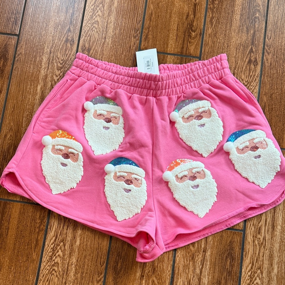 Queen of Sparkles Pink Santa Shorts